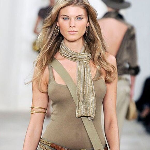 Ralph Lauren * Runway Collection Metallic Beaded Scarf - Picture 1 of 16